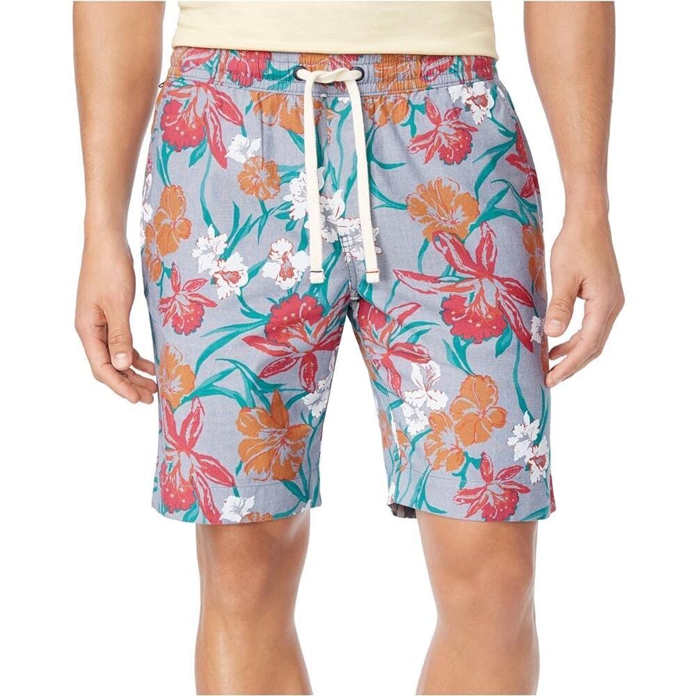 Tommy Hilfiger Men’s Floral Chino Shorts L Drawstring Beach Aloha Summer Cotton
